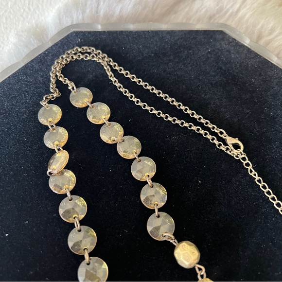 Beautiful Antiqued Gray Green Tone Beaded Long Chain Necklace - Picture 5 of 8